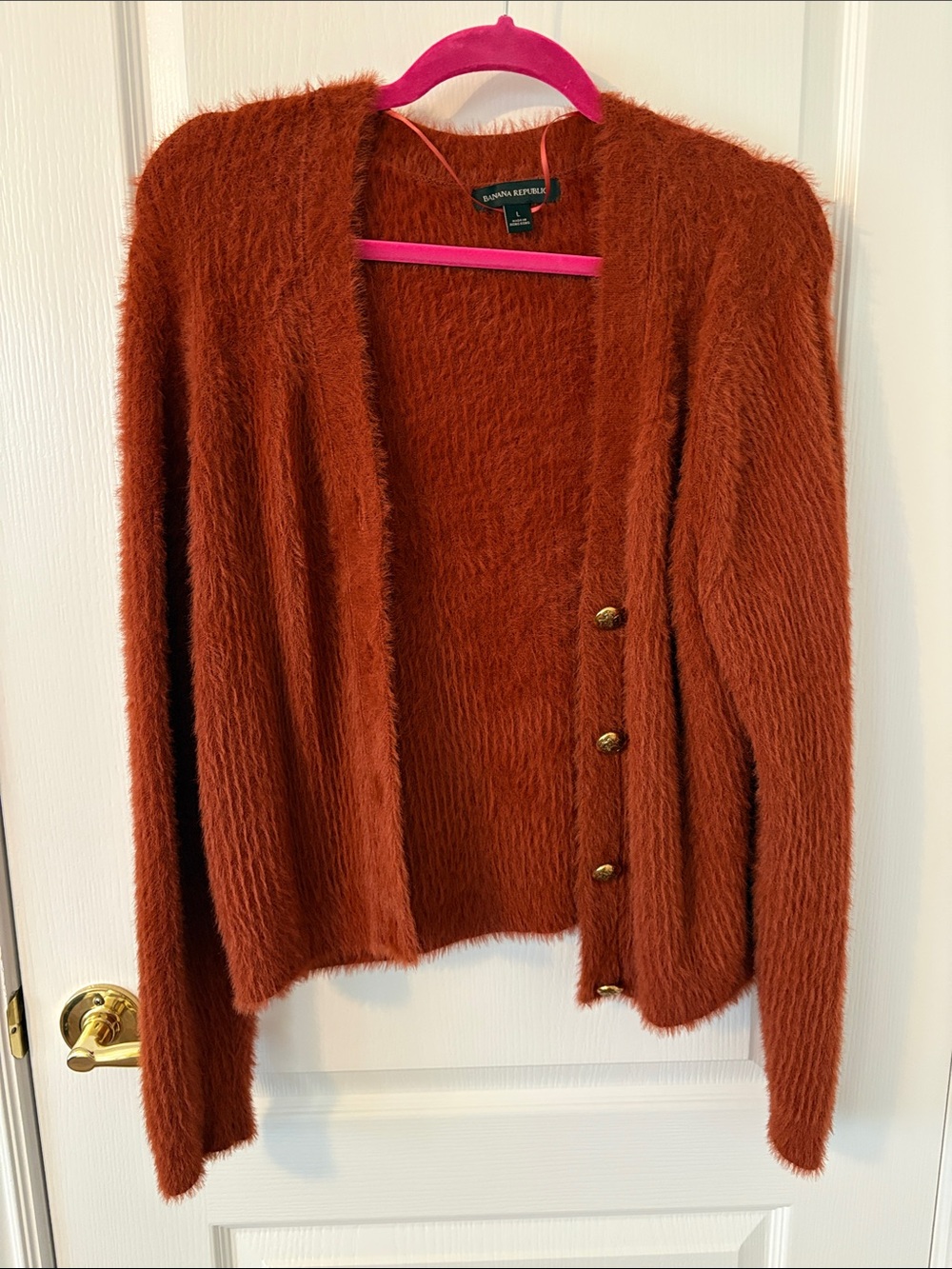 Banana Republic soft eyelash cardigan burnt caramel size L